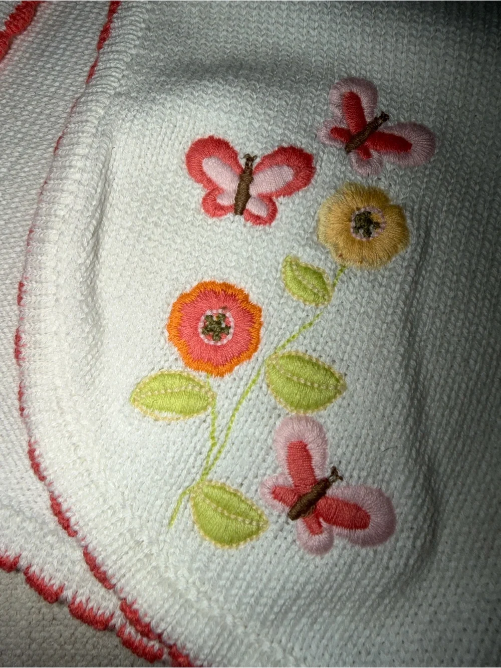 Gymboree NWT 12-18mo Baby Butterfly 100% Cotton Cardigan Cream/coral Trim